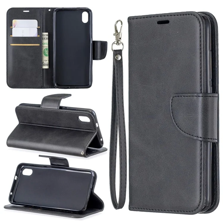 PU Leather Phone Wallet Stand Cover Case for Xiaomi Redmi 7A - Black