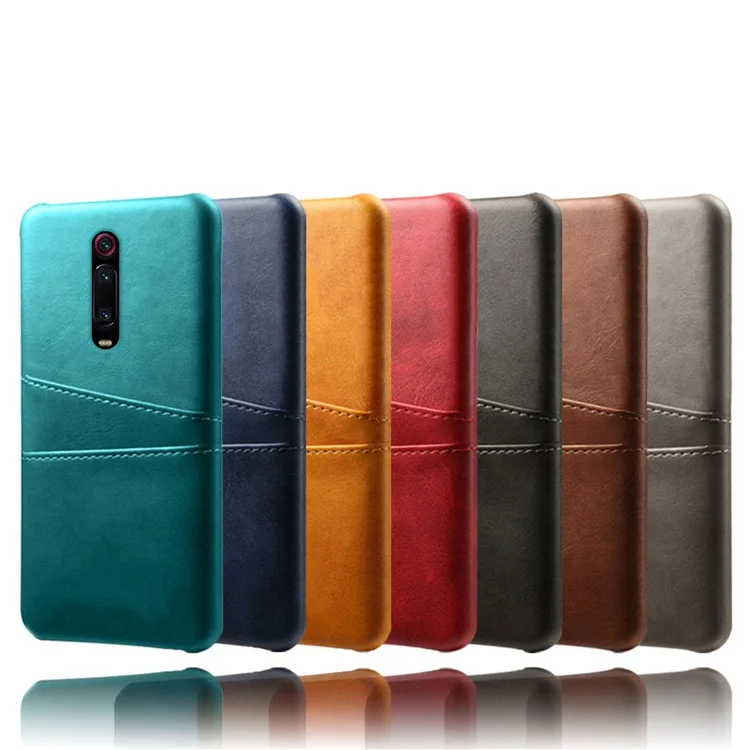 KSQ Funda de Plástico Recubierta de Piel sintética con Ranuras para Tarjetas para Xiaomi Redmi K20 / Mi 9T / Redmi K20 Pro / Mi 9T Pro - Negro