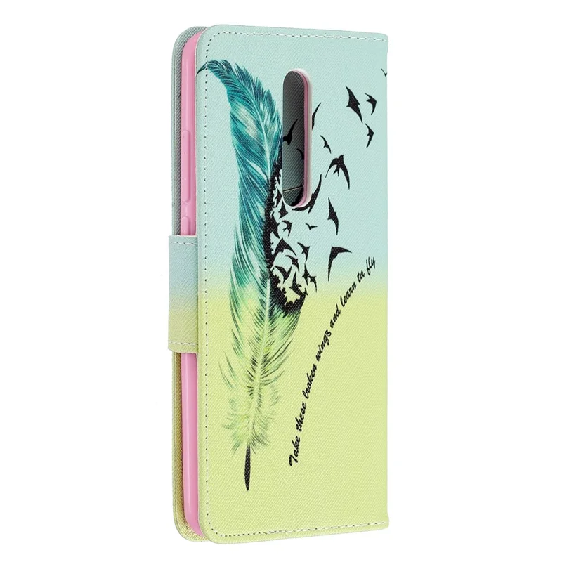 Pattern Printing Leather Wallet Case for Xiaomi Redmi K20 / Mi 9T / Redmi K20 Pro / Mi 9T Pro - Feather Pattern