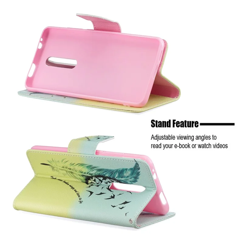 Pattern Printing Leather Wallet Case for Xiaomi Redmi K20 / Mi 9T / Redmi K20 Pro / Mi 9T Pro - Feather Pattern