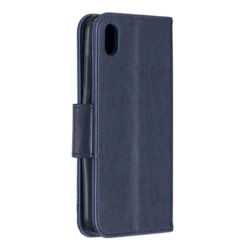 Imprint Butterfly Wallet Stand PU Leather Phone Case for Xiaomi Redmi 7A - Dark Blue