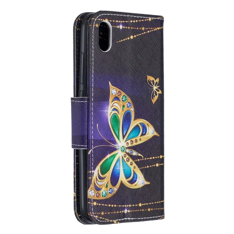 Pattern Printing Leather Wallet Case for Xiaomi Redmi 7A - Colorized Butterfly