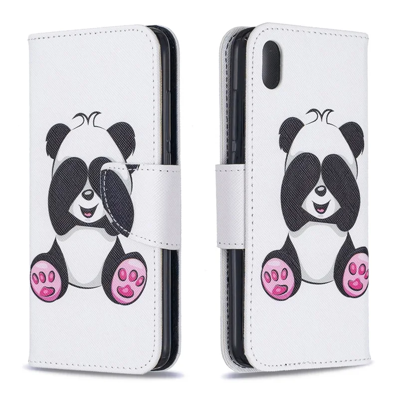 Pattern Printing Leather Wallet Case for Xiaomi Redmi 7A - Cute Panda