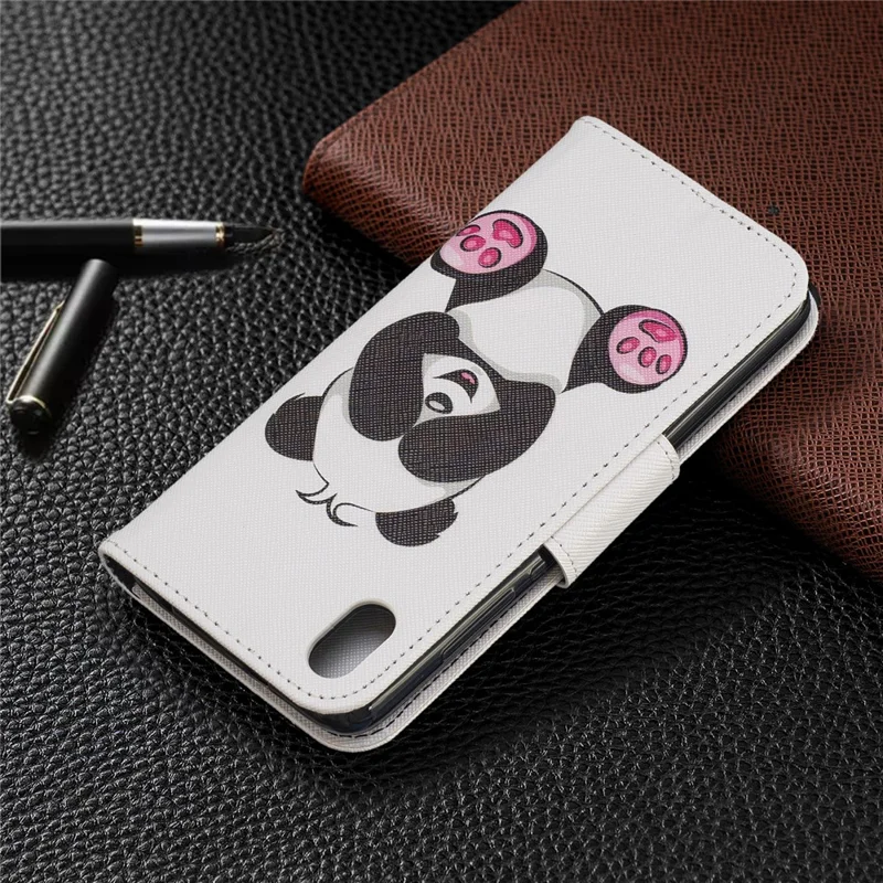 Pattern Printing Leather Wallet Case for Xiaomi Redmi 7A - Cute Panda