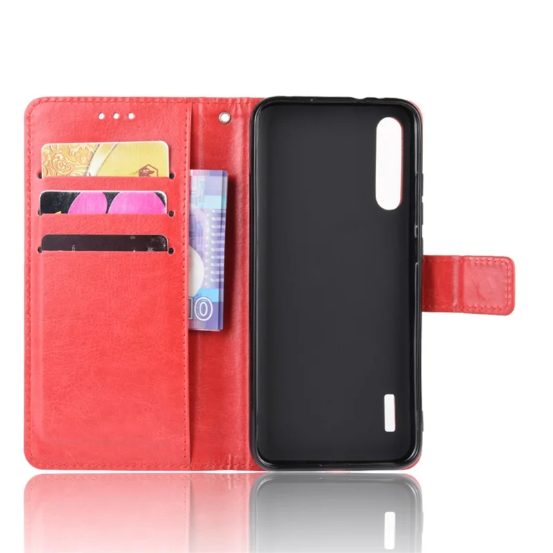 Crazy Horse Leather Wallet Case for Xiaomi Mi A3 / Mi CC9e - Red
