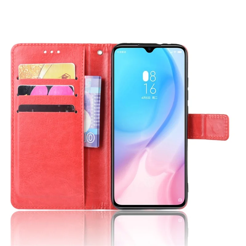 Crazy Horse Leather Wallet Case for Xiaomi Mi A3 / Mi CC9e - Red