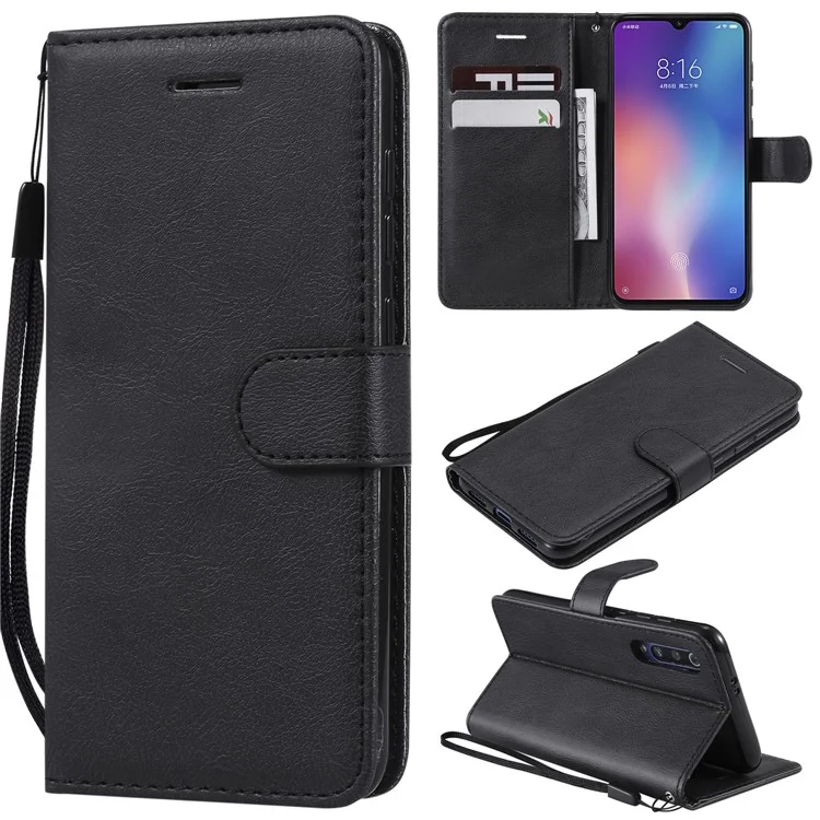 KT Leather Series-2 Wallet Leather Stand Case Para Xiaomi Mi 9 SE - Preto