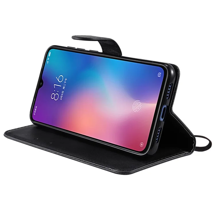 KT Leather Series-2 Wallet Stand Case Para Xiaomi Mi 9 SE - Negro