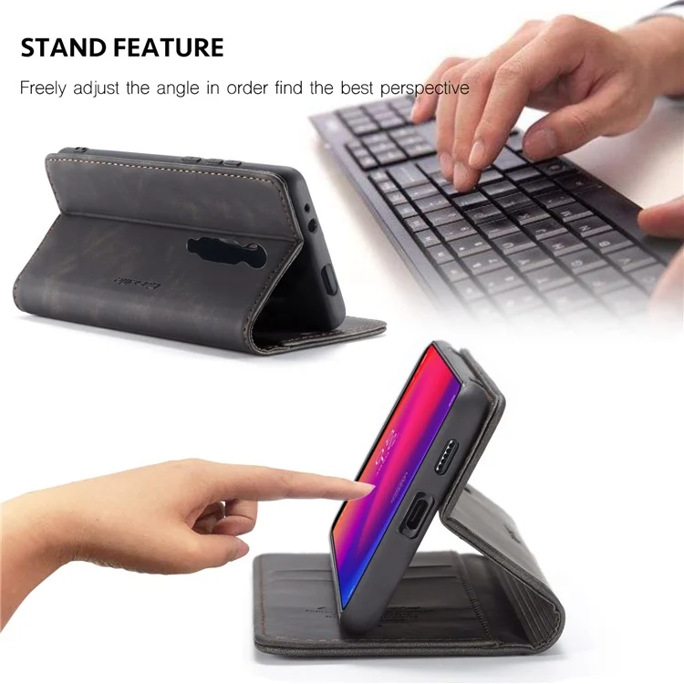 CASEME 013 Series Auto-absorbed Wallet Stand PU Leather Phone Cover for Xiaomi Redmi K20 Pro/Redmi K20/Mi 9T/Mi 9T Pro - Black