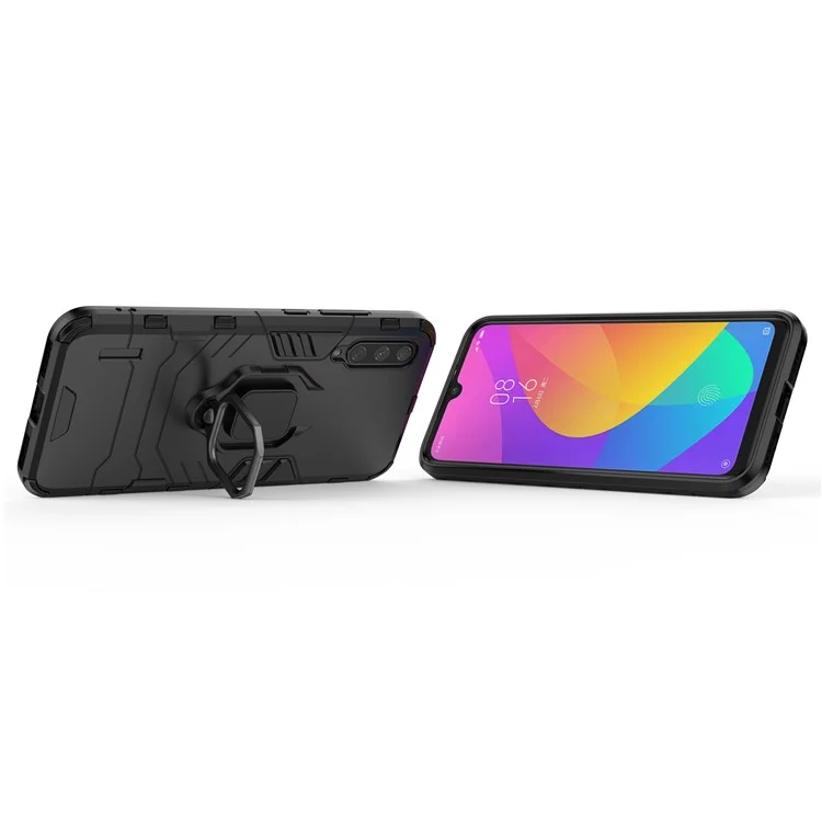 Kunststoff + TPU Hybrid -hülle Mit Kickstand Für Xiaomi Mi Cc9e / Mi A3 - Schwarz