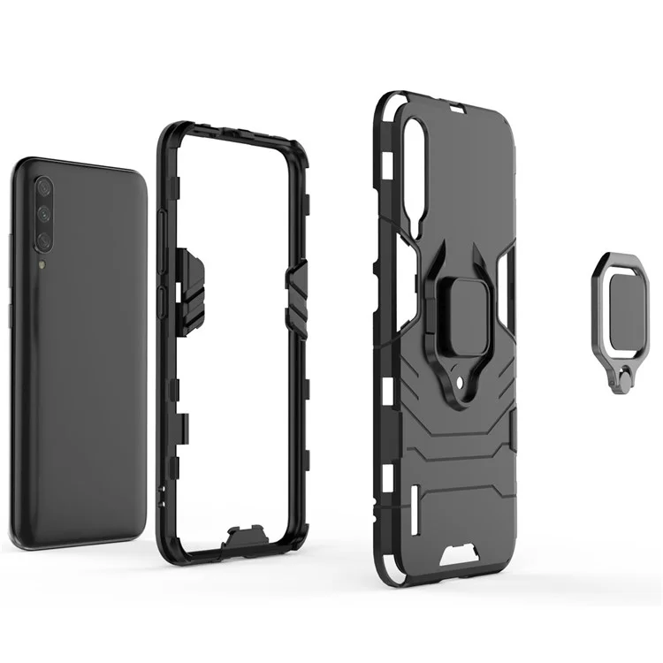 Kunststoff + TPU Hybrid -hülle Mit Kickstand Für Xiaomi Mi Cc9e / Mi A3 - Schwarz