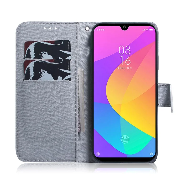 Drucken Von Haut Leder Telefon Shell Hülle Für Xiaomi Mi Cc9e / Mi A3 - Baum Mit Blumen