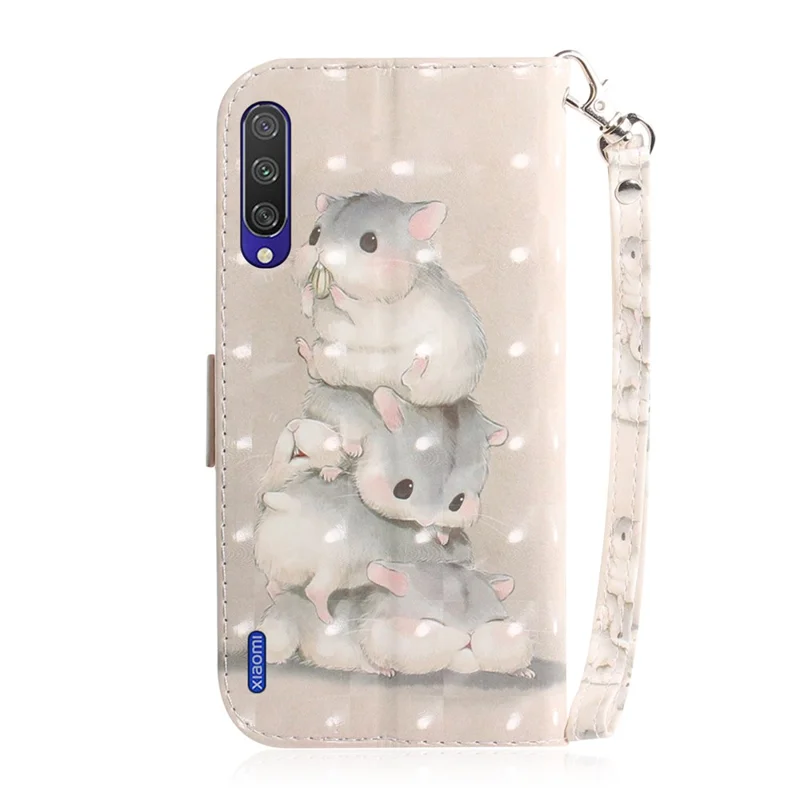 Light Spot Decor Pattern Printing Wallet Stand Leather Protective Phone Case Cover for Xiaomi Mi CC9e / Mi A3 - Mouse Pattern