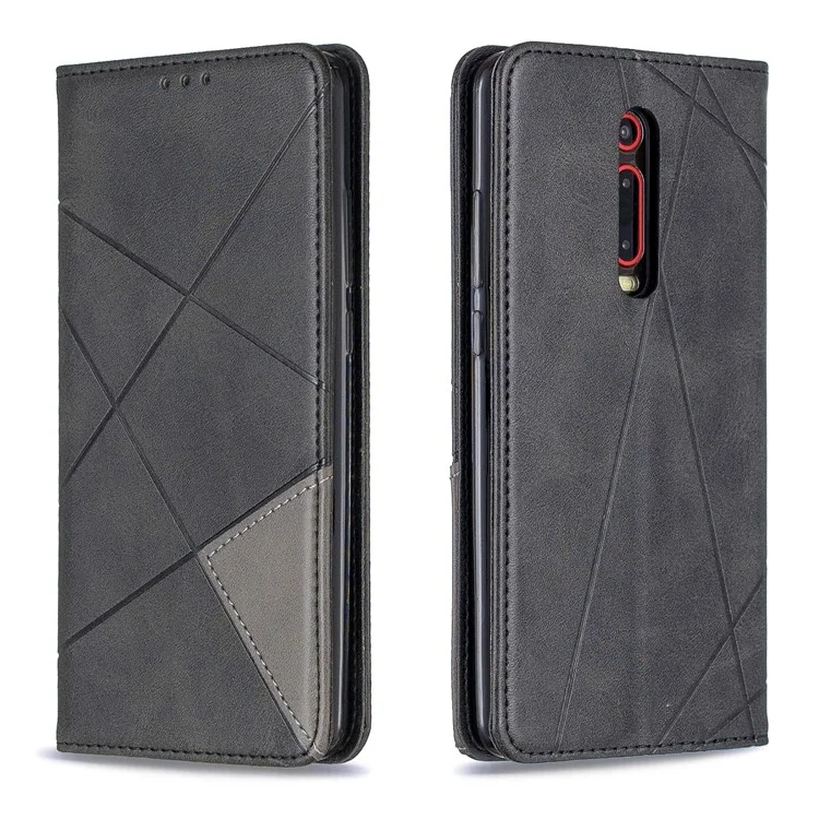 Estuche de Cartera de Cuero de Patrón Geométrico Para Xiaomi Redmi K20 / Mi 9t / Xiaomi Redmi K20 Pro / Mi 9t Pro - Negro