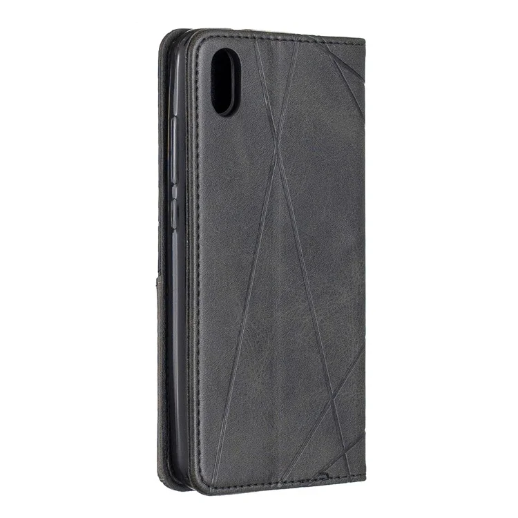 Geometric Pattern Leather Card Holder Case for Xiaomi Redmi 7A - Black