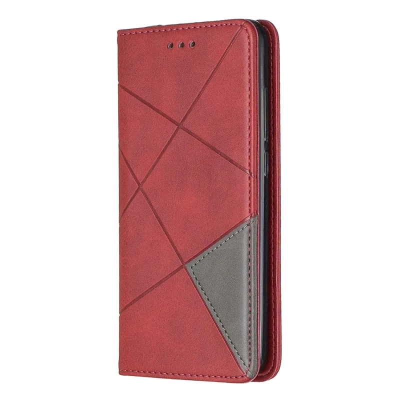 Geometric Pattern Leather Card Holder Case for Xiaomi Redmi 7A - Red