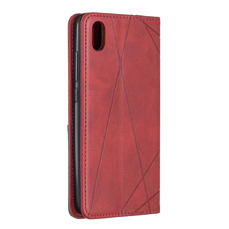 Geometric Pattern Leather Card Holder Case for Xiaomi Redmi 7A - Red