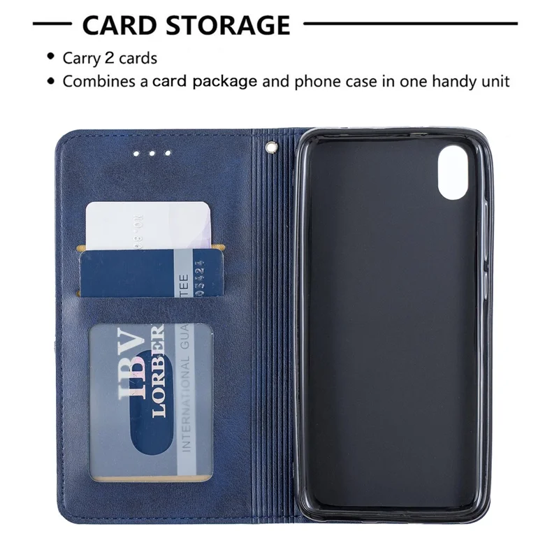 Geometric Pattern Leather Card Holder Case for Xiaomi Redmi 7A - Blue