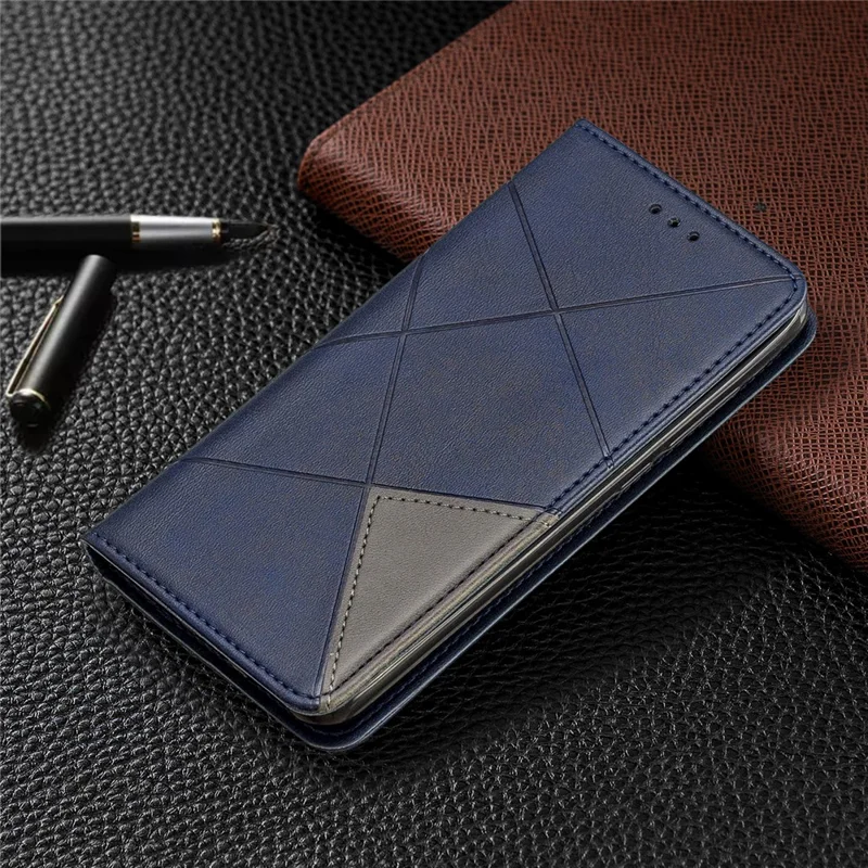 Geometric Pattern Leather Card Holder Case for Xiaomi Redmi 7A - Blue