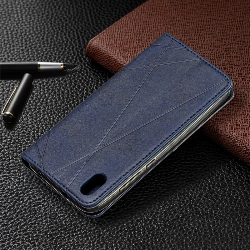 Geometric Pattern Leather Card Holder Case for Xiaomi Redmi 7A - Blue