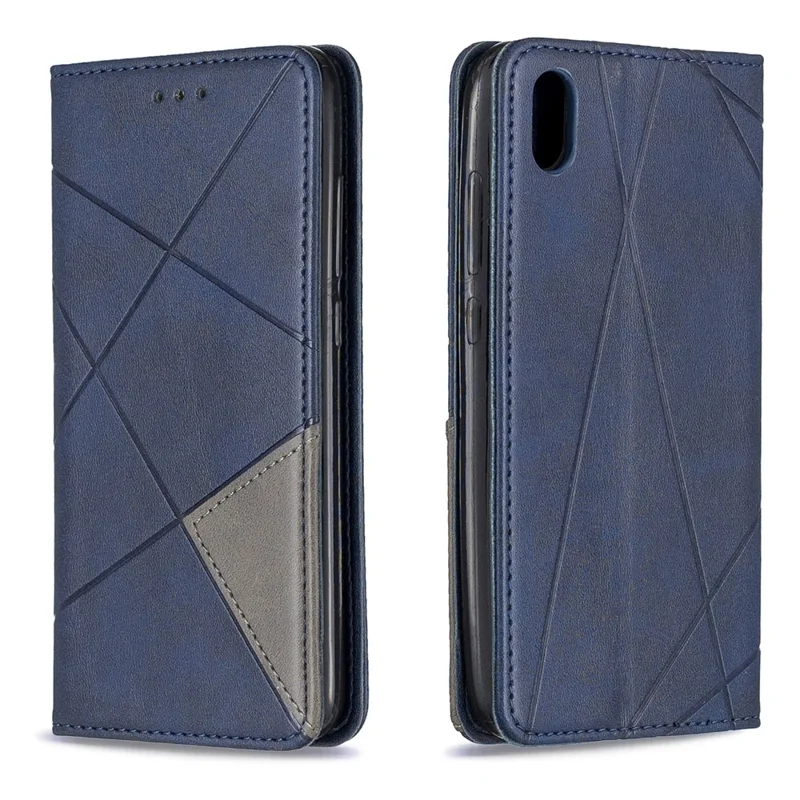 Geometric Pattern Leather Card Holder Case for Xiaomi Redmi 7A - Blue