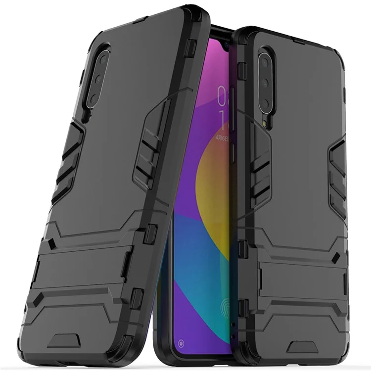 Plastic + TPU Hybrid Case with Kickstand for Xiaomi Mi 9 Lite/ Mi CC9/ Mi CC9 Meitu Edition - Black