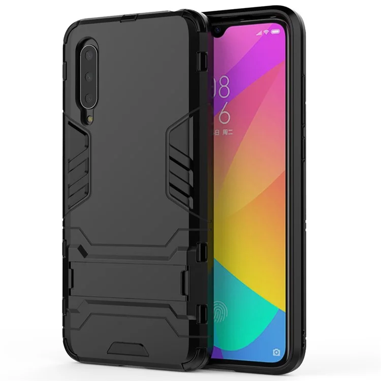 Plastic + TPU Hybrid Case with Kickstand for Xiaomi Mi 9 Lite/ Mi CC9/ Mi CC9 Meitu Edition - Black