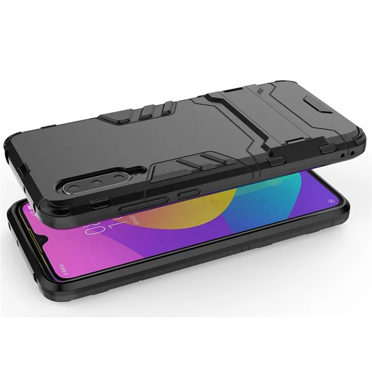 Plastic + TPU Hybrid Case with Kickstand for Xiaomi Mi 9 Lite/ Mi CC9/ Mi CC9 Meitu Edition - Black