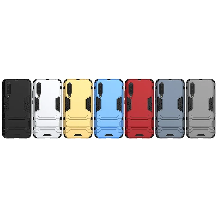 Plastic + TPU Hybrid Case with Kickstand for Xiaomi Mi 9 Lite/ Mi CC9/ Mi CC9 Meitu Edition - Black