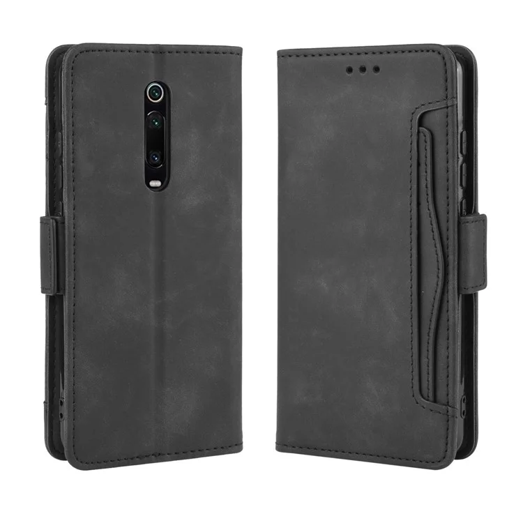 Leather Wallet Stand Phone Cover Case with Multiple Card Slots for Xiaomi Redmi K20 Pro/Redmi K20/Mi 9T/Mi 9T Pro - Black