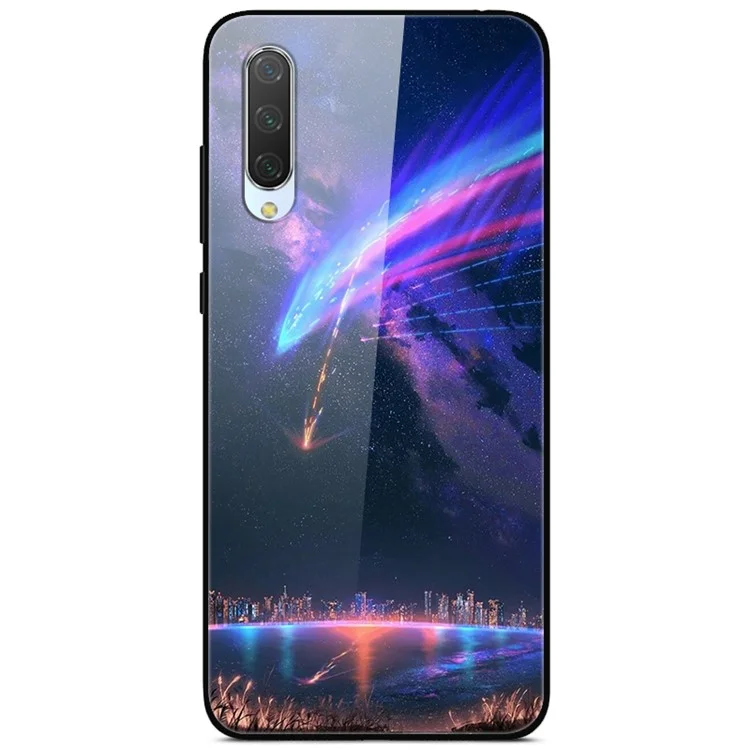 Capa Híbrida de Vidro e TPU com Impressão de Padrão para Xiaomi Mi CC9e/Mi A3 - Meteorito Urbano