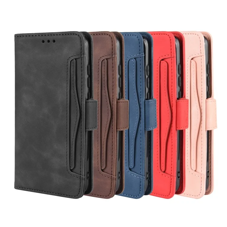 Leather Wallet Stand Cell Covering Case with Multiple Card Slots for Xiaomi Mi 9 Lite/ Mi CC9/ Mi CC9 Meitu Edition - Black