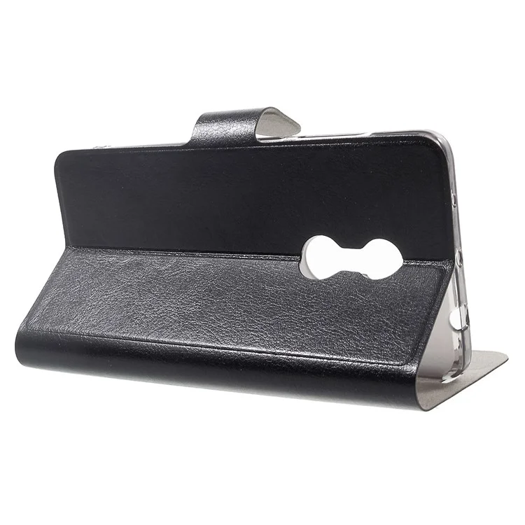 Crazy Horse Leather Stand Card Slot Case for Xiaomi Redmi Note 4 Built-in Steel Sheet - Black