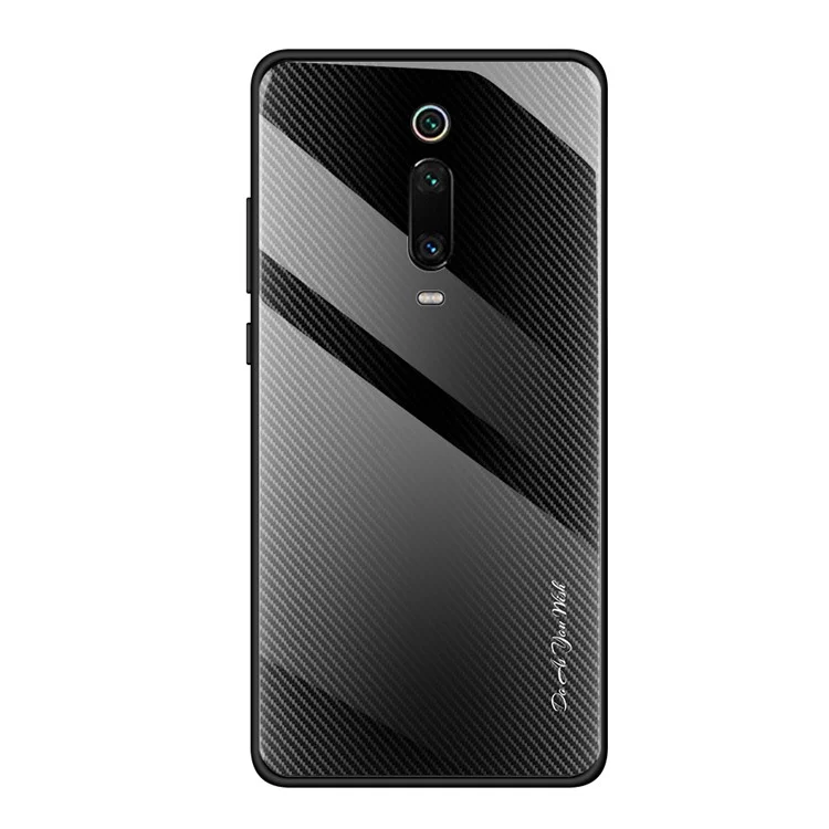 Texture Degradado De Cristal Templado Back + Soft TPU Edge Borde Carcasa Para Xiaomi Redmi K20 / MI 9T / K20 PRO / MI 9T PRO - Negro