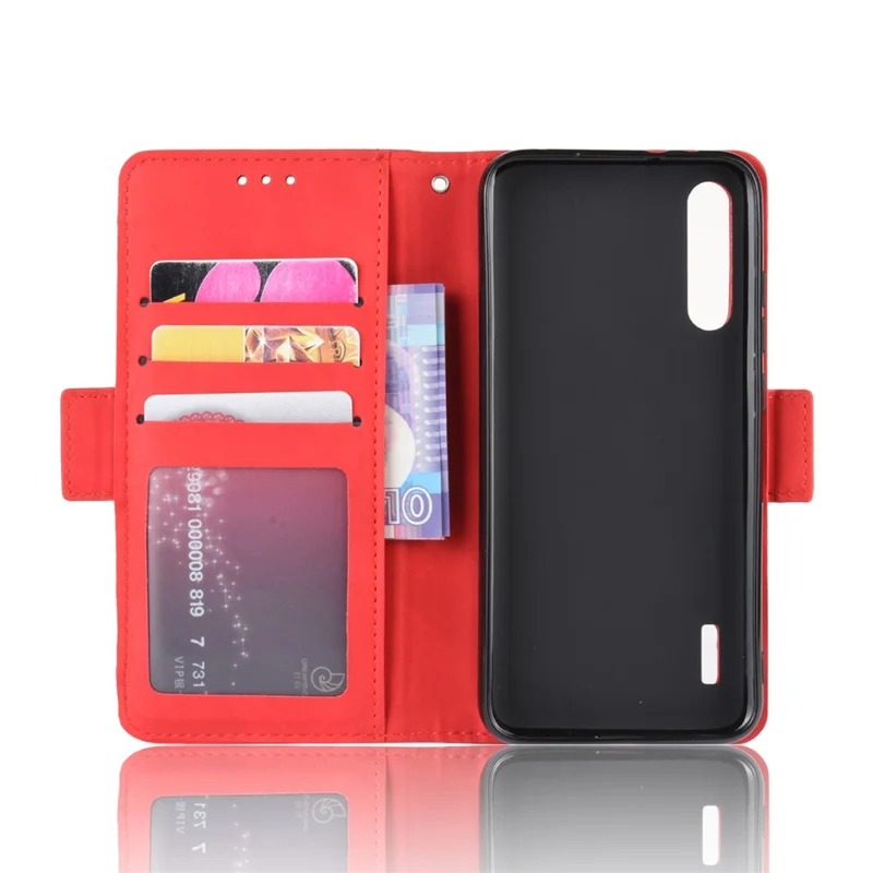 Wallet Stand Leather Phone Casing with Multiple Card Slots for Xiaomi Mi CC9e/Mi A3 - Red