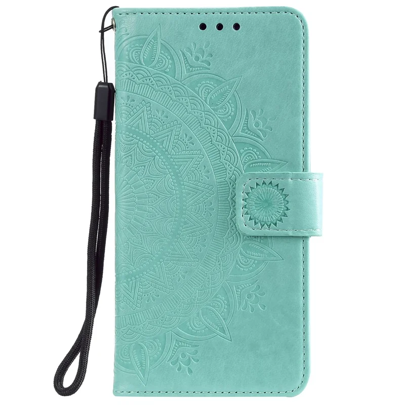 Imprint Flower Leather Wallet Case for Xiaomi Mi CC9e / Mi A3 - Cyan