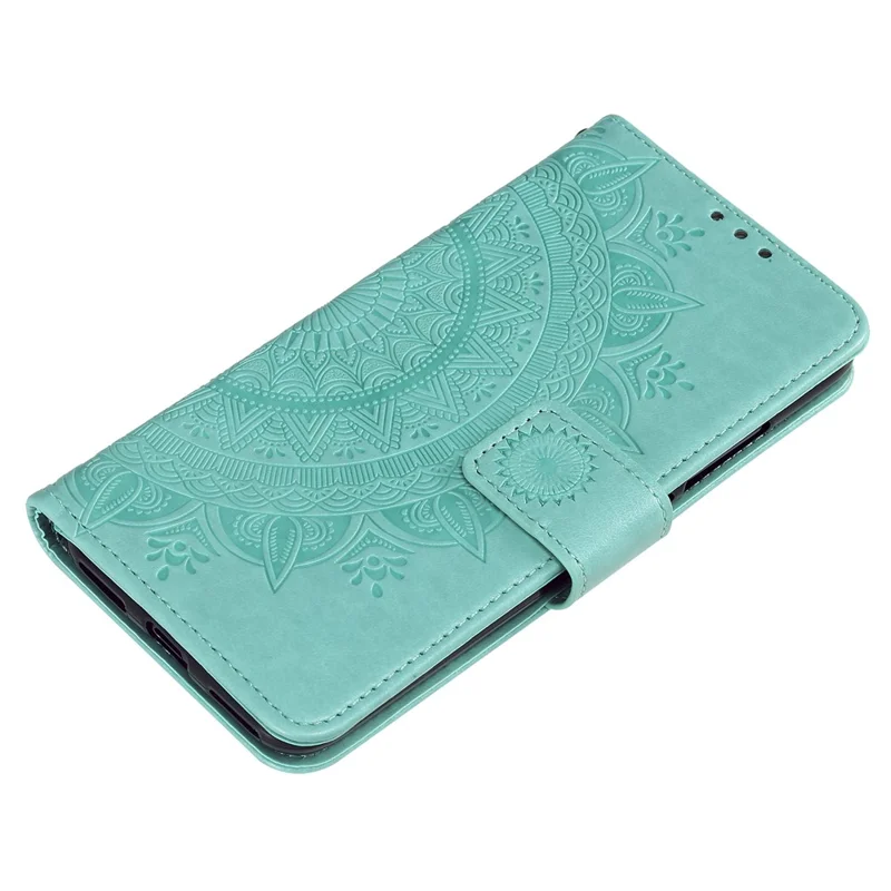 Imprint Flower Leather Wallet Case for Xiaomi Mi CC9e / Mi A3 - Cyan