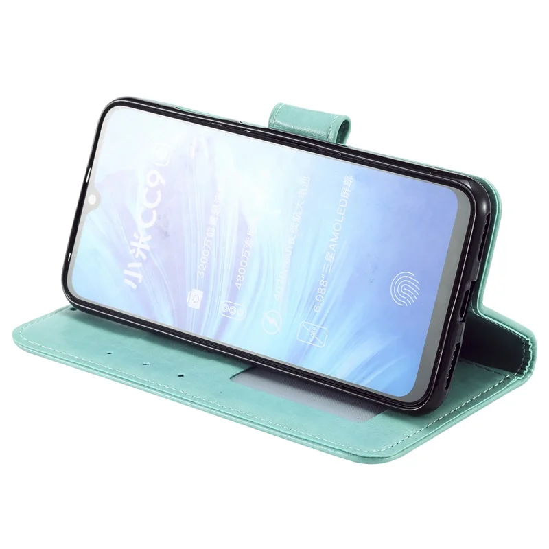 Imprint Flower Leather Wallet Case for Xiaomi Mi CC9e / Mi A3 - Cyan