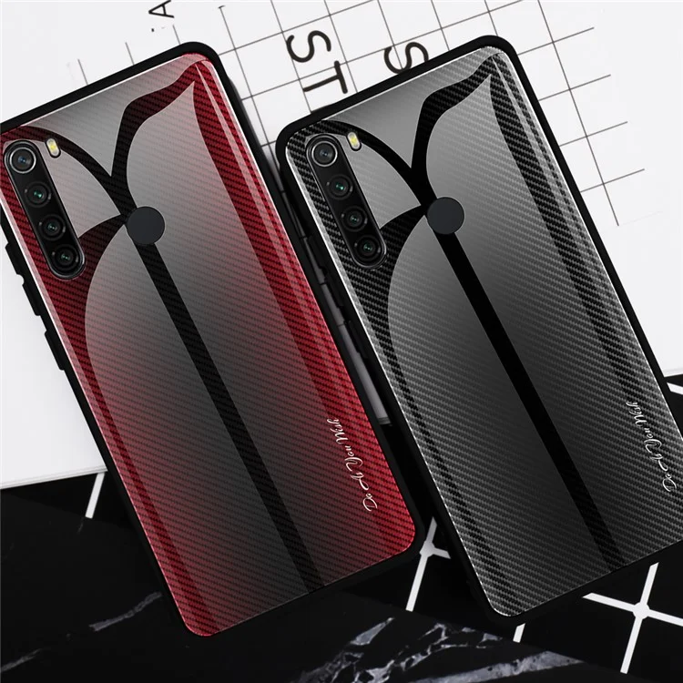 Degradado De Color De Cristal Templado De Color + Suave TPU Edge Shell Para Xiaomi Redmi Note 8 - Negro