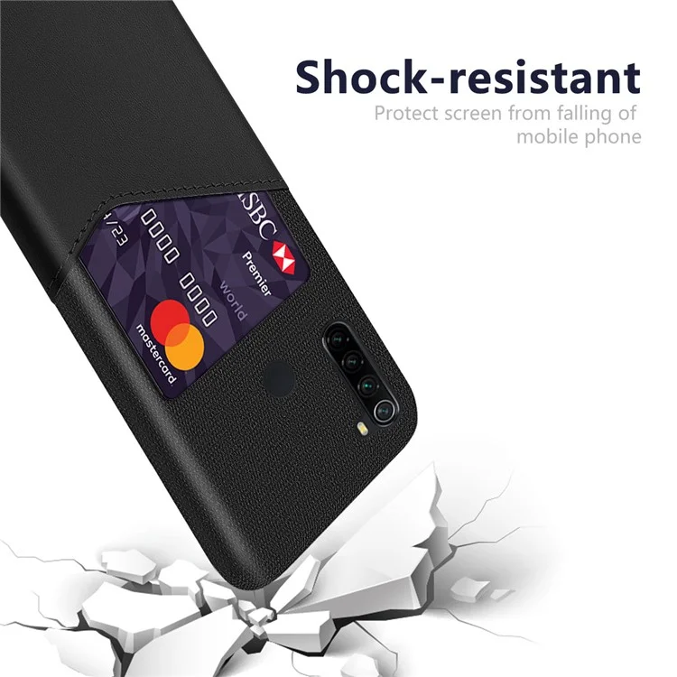 KSQ PC + PU + Cloth Hybrid Back Mobile Shell Con Slot Per Schede Per Xiaomi Redmi Note 8 - Nero