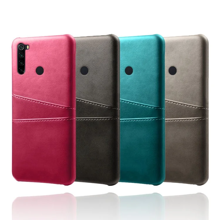 KSQ Double Card Slots pu Leather Revêtement en Revue PC Hard PC Pour Xiaomi Redmi Note 8 - le Noir