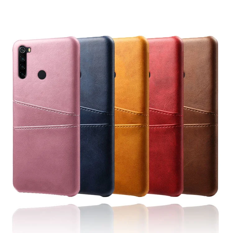 KSQ Двойные слоты для карт с покрытием из ПУ-кожи Жесткий ПК-чехол для Xiaomi Redmi Note 8 - черный