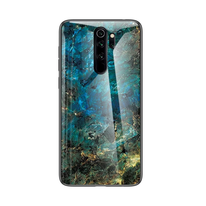 Marble Texture Tempered Glass + PC + TPU Hybrid Case for Xiaomi Redmi Note 8 Pro - Emerald