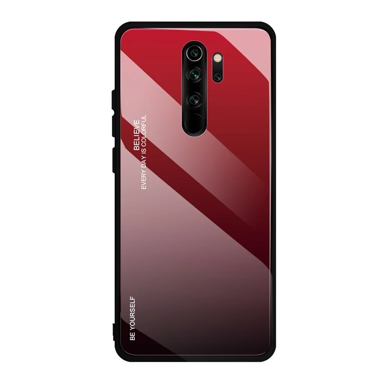 Gradient Color Tempered Glass TPU + PC Cell Shell for Xiaomi Redmi Note 8 Pro - Vermelho / Preto