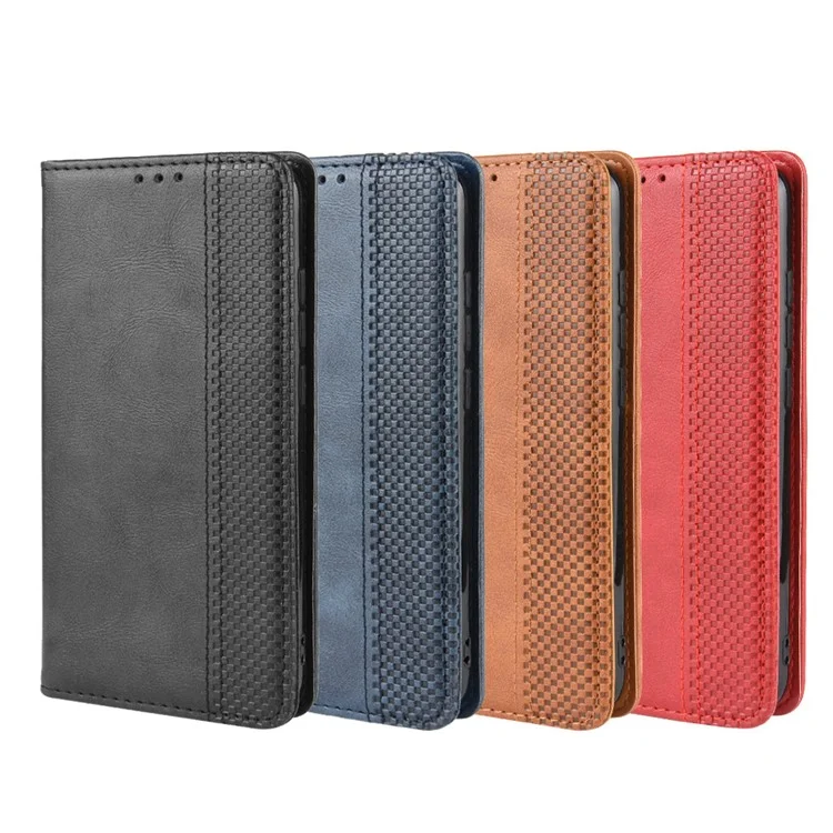 Auto-absorbé Coquille En Cuir PU Rétro Pour Xiaomi Redmi Note 8 - Marron