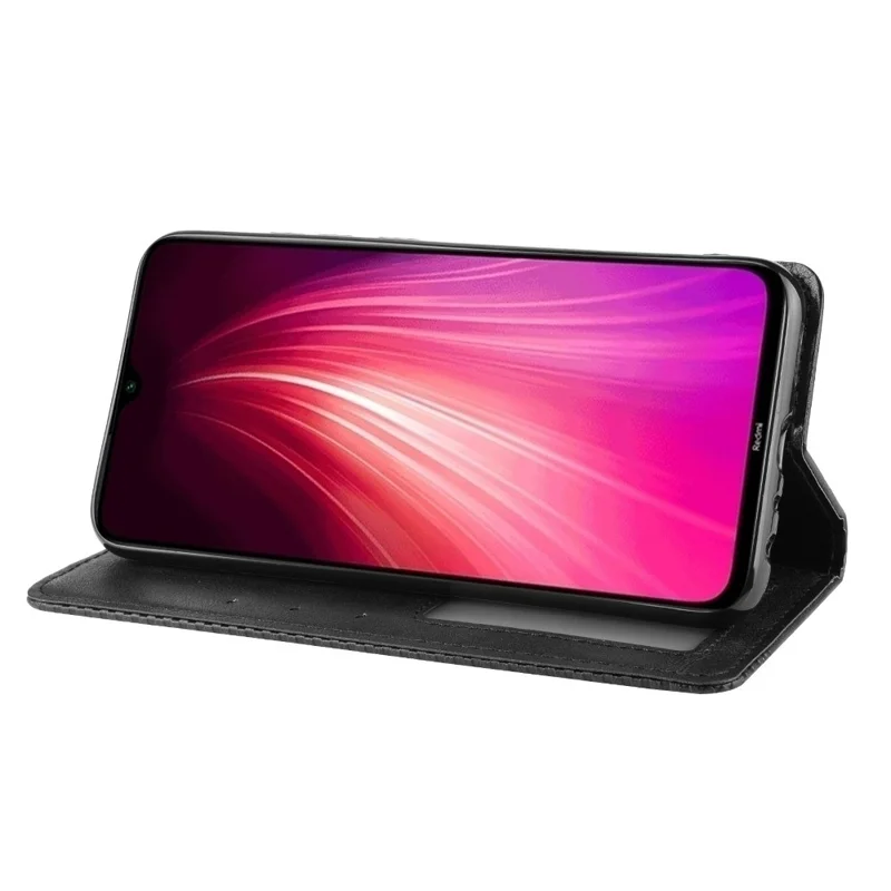 Auto-absorción Retro PU Funda de Piel para Xiaomi Redmi Note 8 - Negro