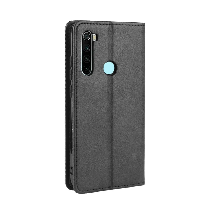 Auto-absorción Retro PU Funda de Piel para Xiaomi Redmi Note 8 - Negro