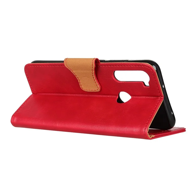 Crazy Horse Cuero Billetera Carcasa Para Xiaomi Redmi Note 8 - Rojo