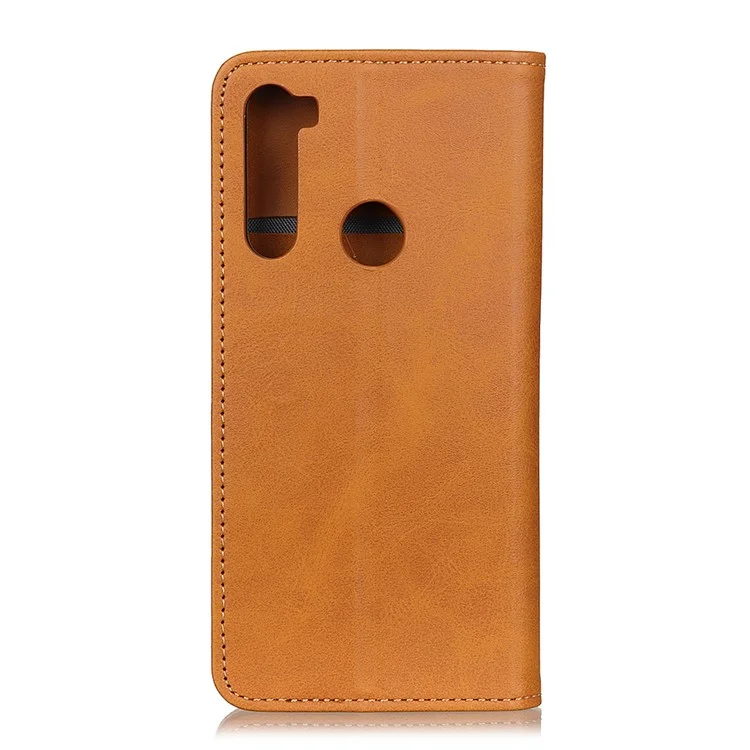 Magnetic Leather Stand Wallet Phone Shell Casing for Xiaomi Redmi Note 8 - Brown