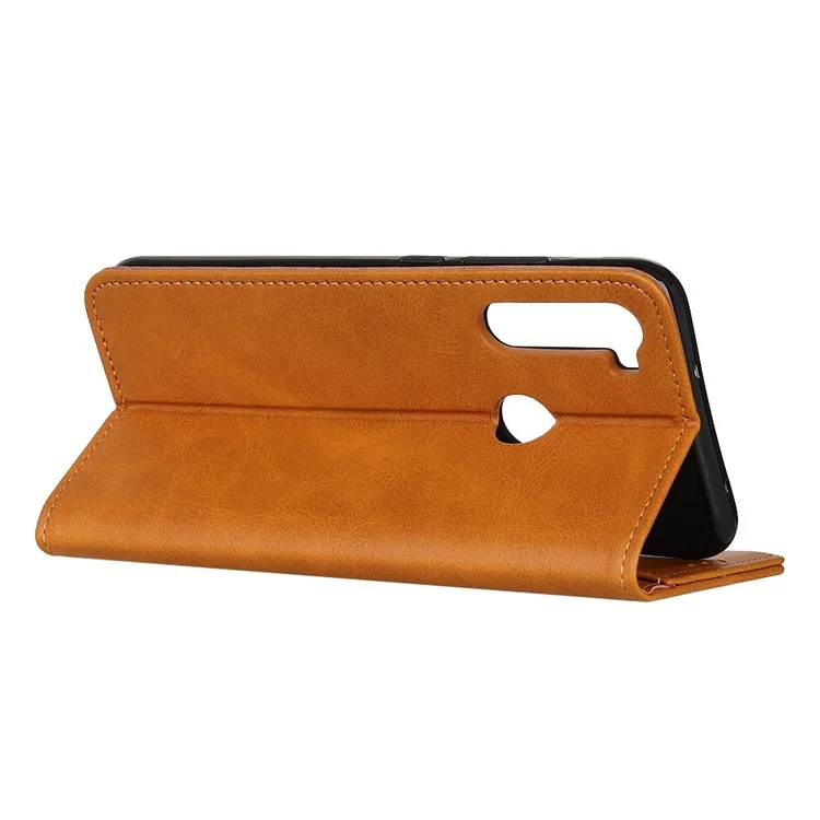 Magnetic Leather Stand Wallet Phone Shell Casing for Xiaomi Redmi Note 8 - Brown